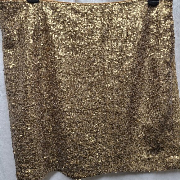 Cache Gold Sequin Mini Skirt - Size 6 - Picture 2 of 5